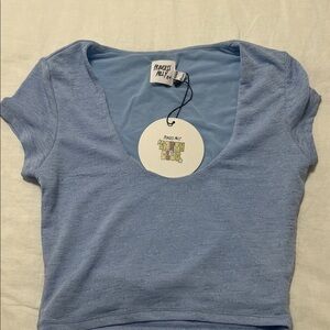 Princess Polly Light Blue Short Sleeve Top